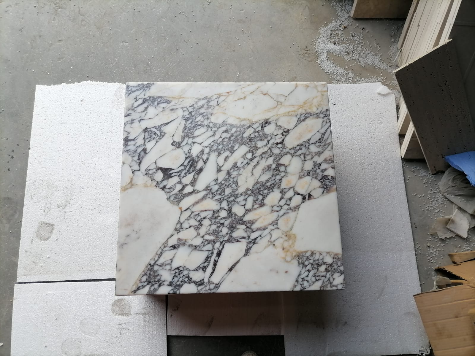 Calacatta Viola Marble Rectangular Prism Block Design Coffee Table