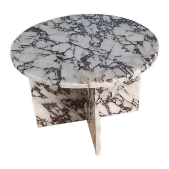 calacatta viola marble coffee table marble legs round top D24 H16 angle view