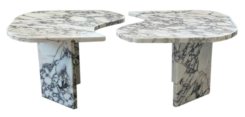 Calacatta Viola Marble Designer Coffee Table Polished Set of 2 front view
