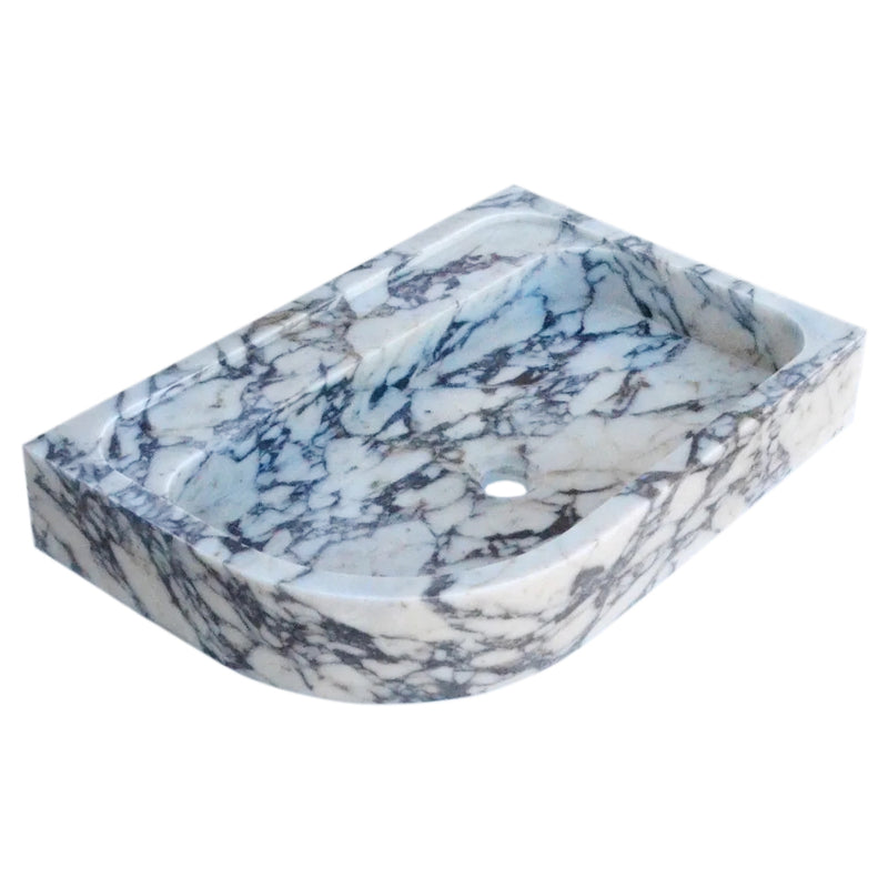 Calacatta Viola Marble Wall-mount Bathroom Rectangular Corner Sink (W)16" (L)24" (H)4" angle view