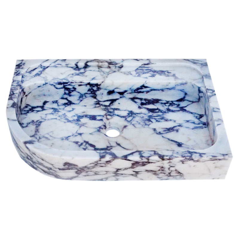 Calacatta Viola Marble Wall-mount Bathroom Rectangular Corner Sink (W)16" (L)24" (H)4" front angle view