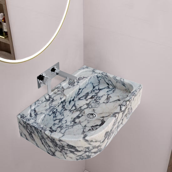 Calacatta Viola Marble Wall-mount Bathroom Rectangular Corner Sink (W)16" (L)24" (H)4" bathroom view