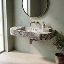 Calacatta Viola Marble Fluted Rectangular Wall Mount Vanity Top Sink - 20"x52"x6" - Honed