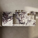 Calacatta Viola Marble Fluted Rectangular Wall Mount Sink - 20"x56"x10" - Honed