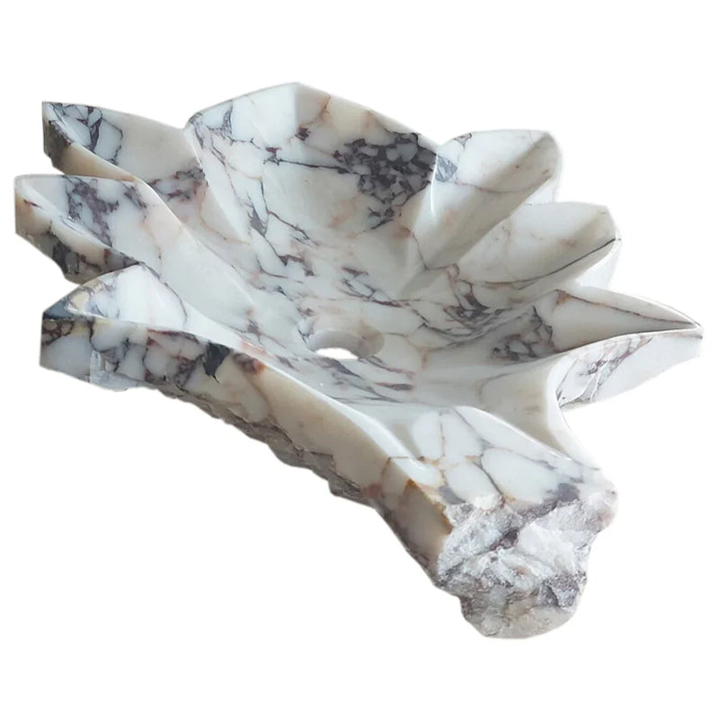 Calacatta Viola Marble Leaf Design Above Vanity Bathroom Sink Honed (W)20" (L)24" (H)5" profile view