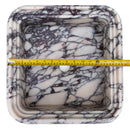 Calacatta Viola Marble Wall-Mount Square Fluted Bathroom Sink (W)16" (L)16" (H)6" width measure view