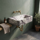 Calacatta Viola Marble Rectangular U-Form Fluted Wall-Mount Sink - 24"x16"x6" - Honed