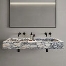 Calacatta Viola Marble Double Bathroom Sink Polished (W)19" (L)53" (H)6" wall mount black faucets