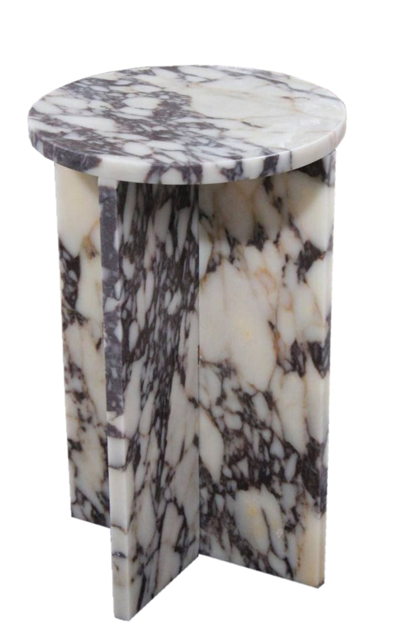 Calacatta Viola Marble End/Side Table, Nightstand Polished (D)14" (H)22" product shot