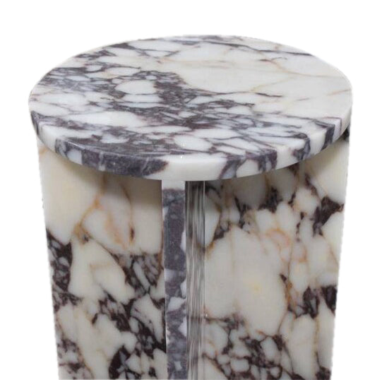 Calacatta Viola Marble End/Side Table, Nightstand Polished (D)14" (H)22" angle view closeup