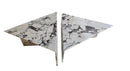 Calacatta Viola Marble Coffee Table Polished Triangular Design Handcrafted Set of Two