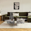 Calacatta Viola Marble Coffee Table Polished Triangular Design Handcrafted Set of Two