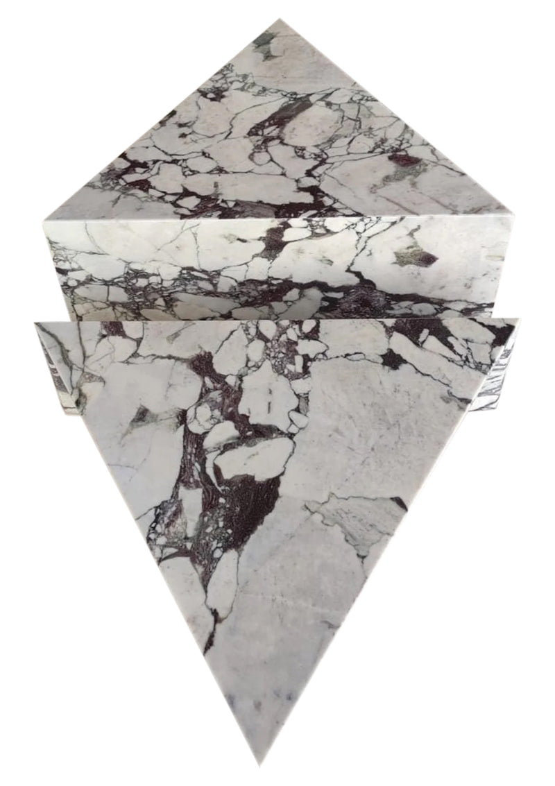 Calacatta Viola Marble Triangle Design Coffee Table Polished Set of 2 top view