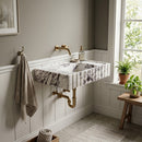 Calacatta Viola Marble U-Form Fluted Wall-Mount Sink - 28"x18"x6" - Honed