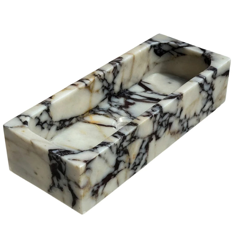 Calacatta Viola Marble Rectangular Wall-mount Bathroom Sink (W)12" (W)20" (H)5" angle view