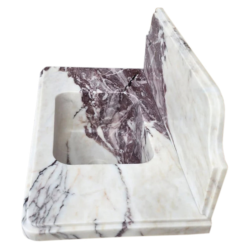 Calacatta Viola Marble Above-vanity Wall-mount Bathroom Sink with 10" Backsplash (W)16" (L)30" (H)8" side view