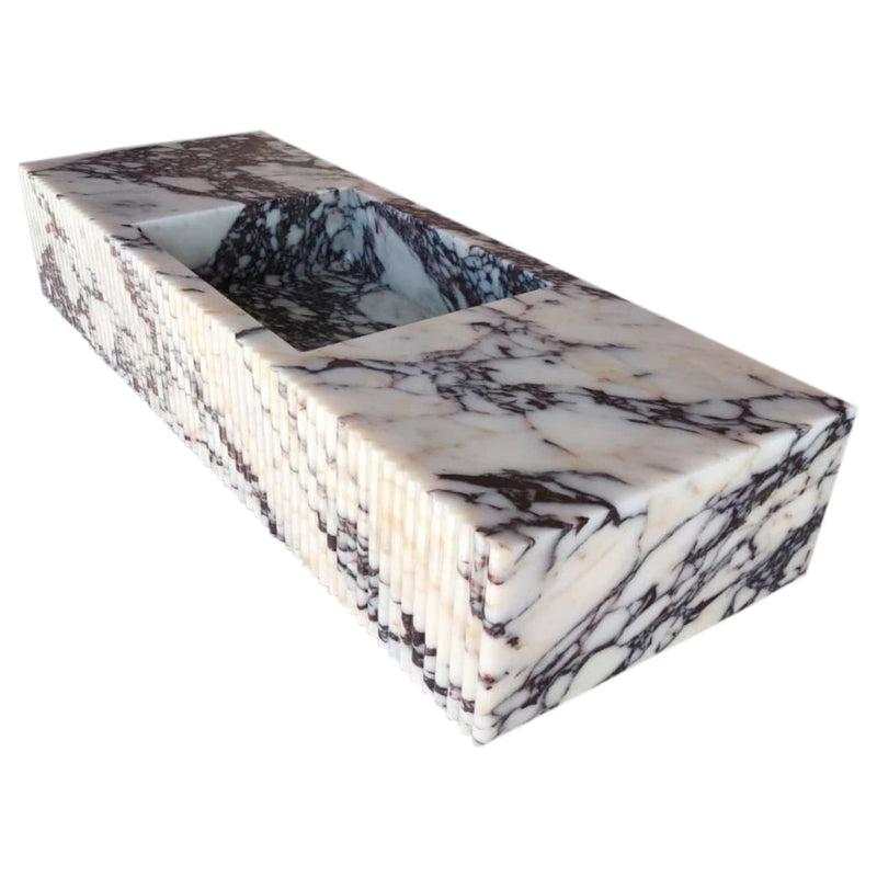 Calacatta Viola Marble Wall-mount Bathroom Vanity Sink Fluted Front (W)20" (L)56" (H)10" angle view