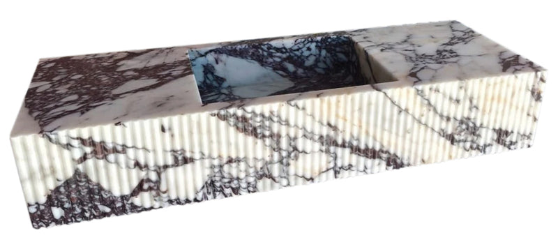 Calacatta Viola Marble Wall-mount Bathroom Vanity Sink Fluted Front (W)20" (L)56" (H)10" angle view