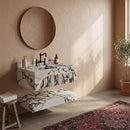 Calacatta Viola Marble Wall-Mount Sink Set with Fluted Arch & Floating Shelf - 32"x18"x10" - Honed