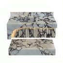 Calacatta Viola Marble Wall-Mount Sink Set with Fluted Arch & Floating Shelf - 32"x18"x10" - Honed
