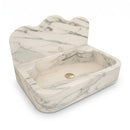 Calacatta White Marble with Backsplash Rectangular Wall Mount Bathroom Sink - 16"x24"x5"