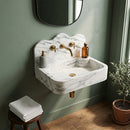 Calacatta White Marble with Backsplash Rectangular Wall Mount Bathroom Sink - 16"x24"x5"
