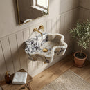 Calacatta Viola Marble Wall-Mount Block Sink with Wavy Edges - 21"x16"x6" - Honed