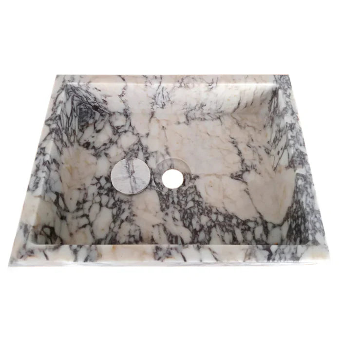 Calacatta Viola Marble Rectangular Wall-mount Bathroom Sink Drain Cap (W)14" (W)18" (H)5" angle view