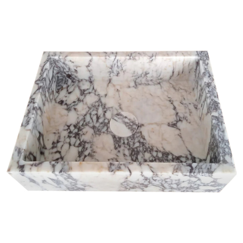 Calacatta Viola Marble Rectangular Wall-mount Bathroom Sink Drain Cap (W)14" (W)18" (H)5" angle view