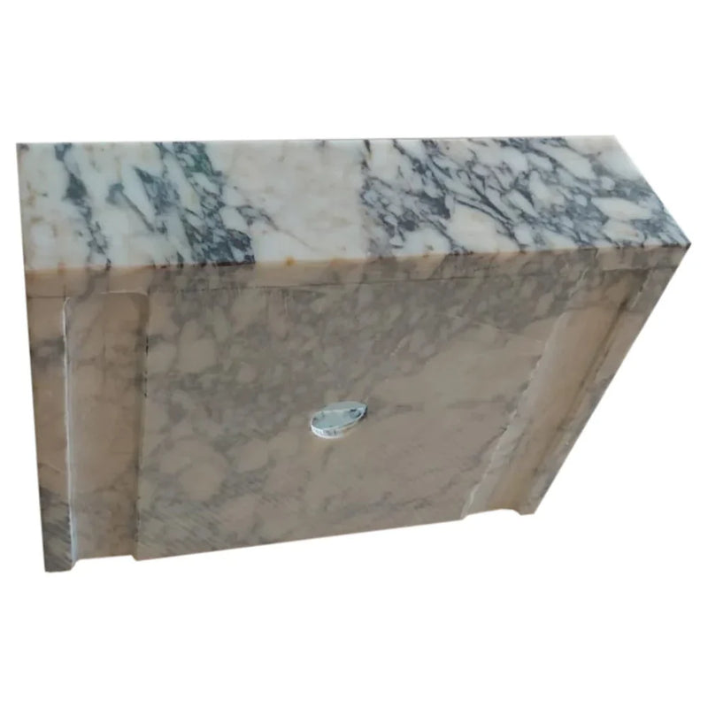 Calacatta Viola Marble Rectangular Wall-mount Bathroom Sink Drain Cap (W)14" (W)18" (H)5" back view