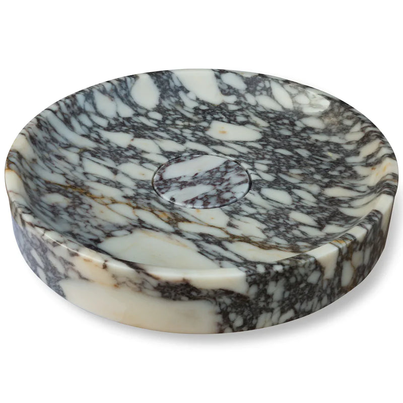 Calacatta Viola Marble Natural Stone Round Above Vanity Bathroom Sink Polished (D)15.5" (H)4.5" angle view