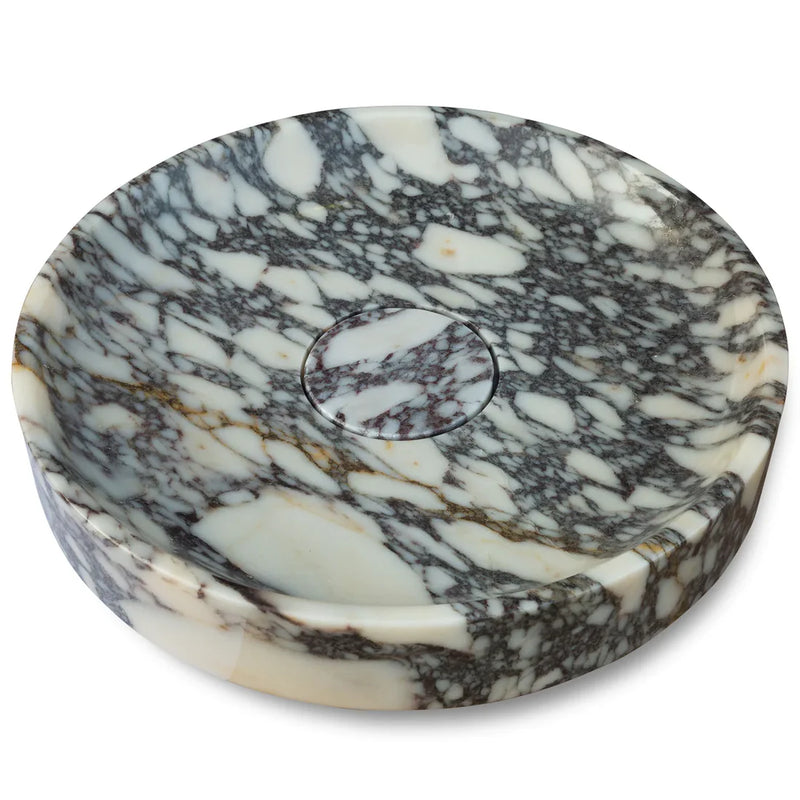 Calacatta Viola Marble Natural Stone Round Above Vanity Bathroom Sink Polished (D)15.5" (H)4.5" angle view