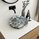 Calacatta Viola Marble Hand Sculpted Round Vessel Sink - Polished Finish 15.5x4.5