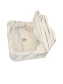 Calacatta White Marble Wall-Mount Bathroom Sink with Arabesque Backsplash (W)16" (L)24" (H)5" angle view