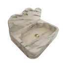Calacatta White Marble Wall-Mount Bathroom Sink with Arabesque Backsplash (W)16" (L)24" (H)5" angle view