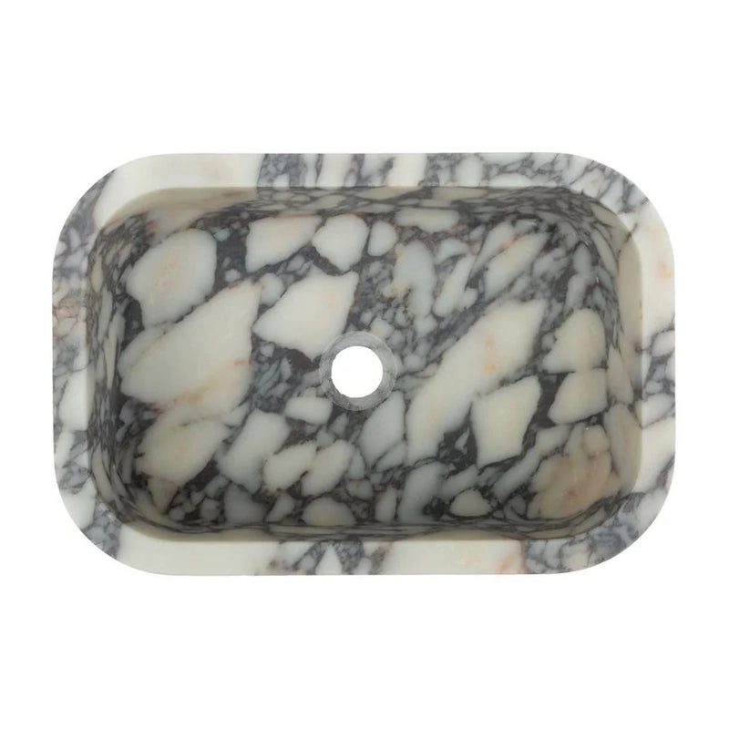 Calacatta Viola Marble Rectangular Wall-mount Bathroom Sink (L)18" (W)12" (H)6" top view