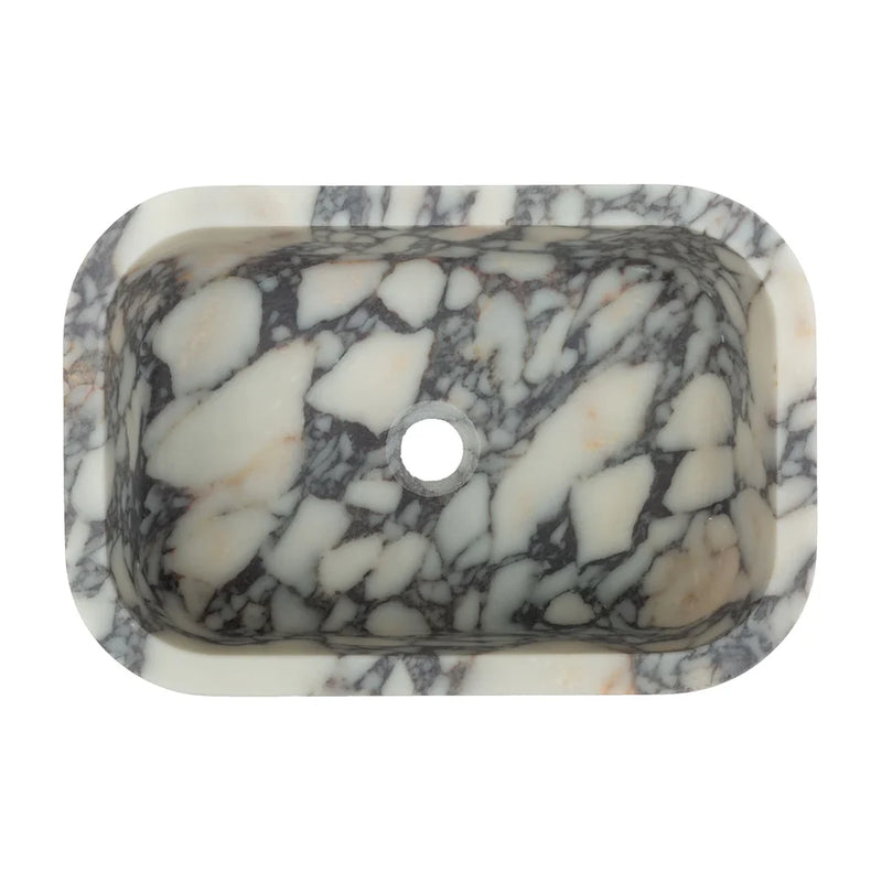 Calacatta Viola Marble Rectangular Wall-mount Bathroom Sink (W)12" (W)18" (H)7" top view