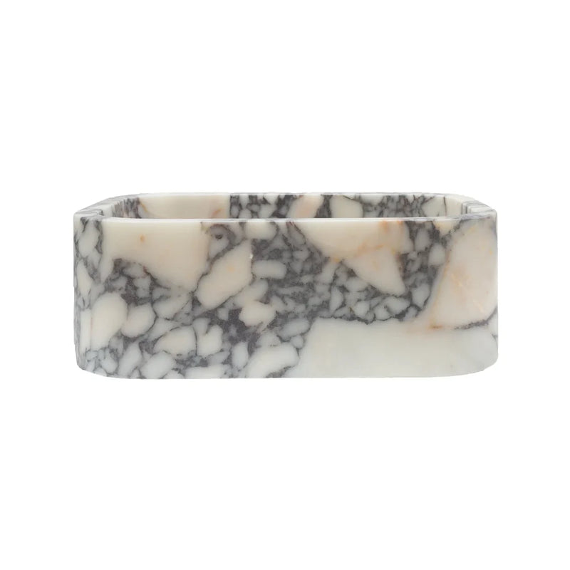 Calacatta Viola Marble Rectangular Wall-mount Bathroom Sink (W)12" (W)18" (H)7" side view