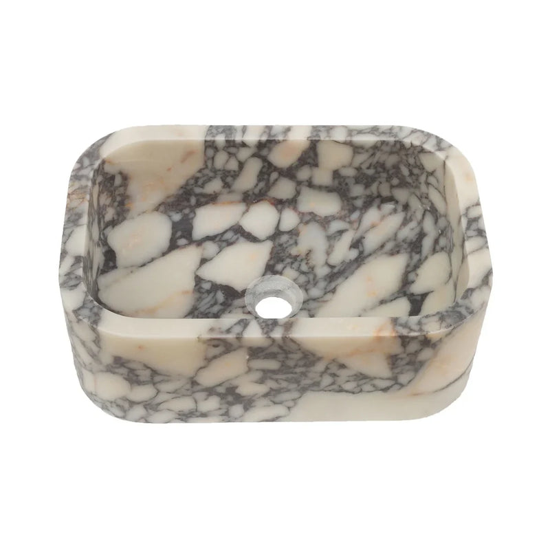 Calacatta Viola Marble Rectangular Wall-mount Bathroom Sink (W)12" (W)18" (H)7" angle view