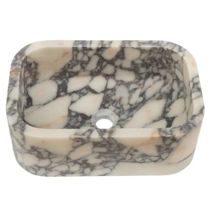 Calacatta Viola Marble Rectangular Wall-mount Bathroom Sink (L)18" (W)12" (H)6" angle view