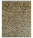 Camel and Taupe Modern leopard Design 8x10 Hand knotted wool area rug