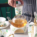 Camellia floral tea set white & gold dining room porcelain teaware