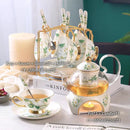 Camellia floral tea set white & gold dining room porcelain teaware