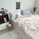 Camellia jacquard lamb wool mint & white cozy blanket bedroom quilt