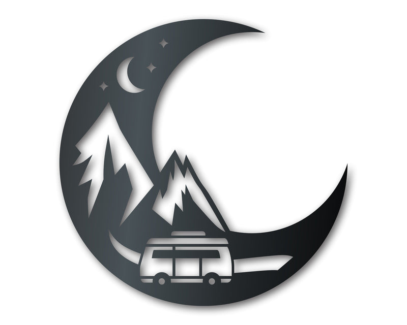 moon camper Metal Camper Moon Sign | Metal Adventure Wall Art | Indoor Outdoor