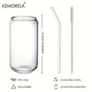 Can shaped glass drinking glasses set with straws – kitchen drinkware