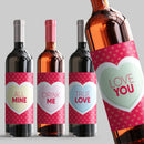 Candy Heart Valentine Wine Label Set