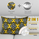 Canvello Black And Yellow Throw Pillows For Couch with Down Insert - 16x24 in