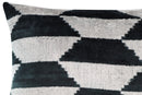 Canvello Black White Handmade 16x24 Silk Velvet Pillow, Organic Veg Dyed, Down/Feather Filled