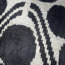 Handmade Black & Ivory Velvet Pillow – 24x24" Silk Ikat Cushion